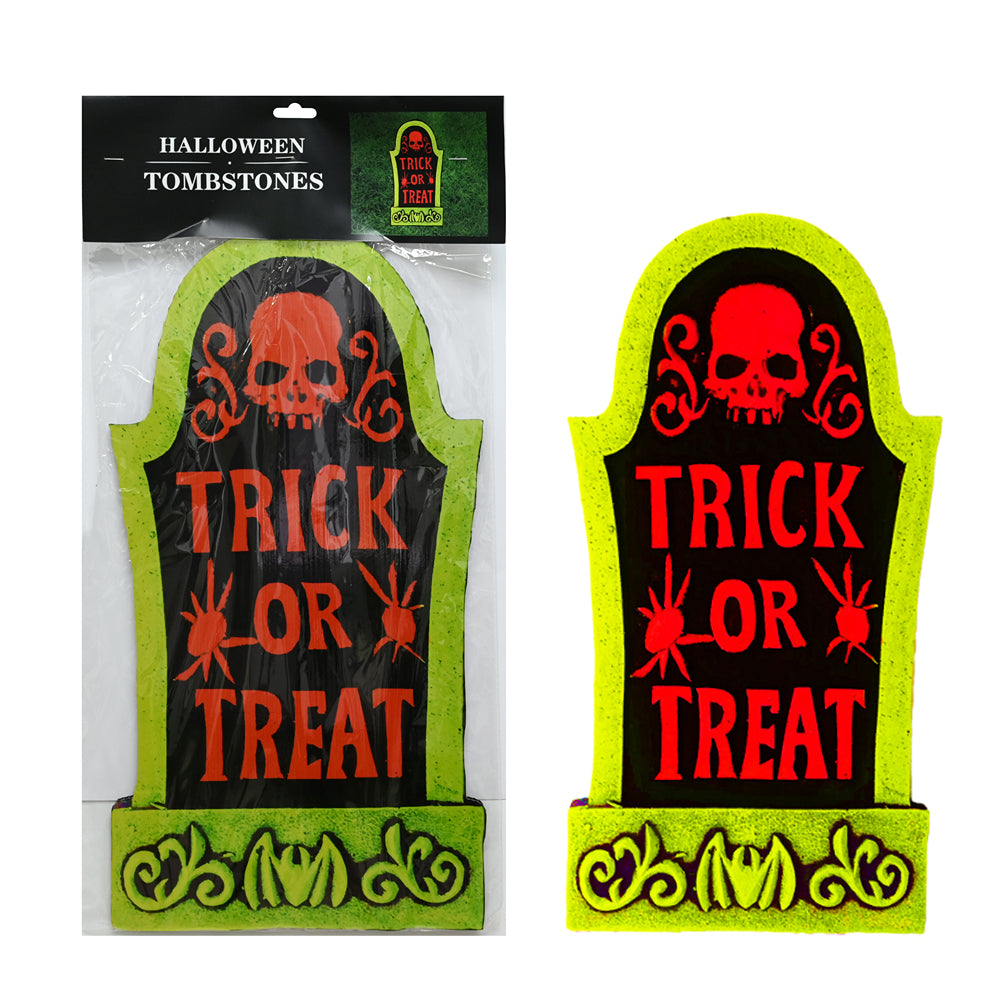 Boo! Trick or Treat Tombstone with Skulls | 50cm