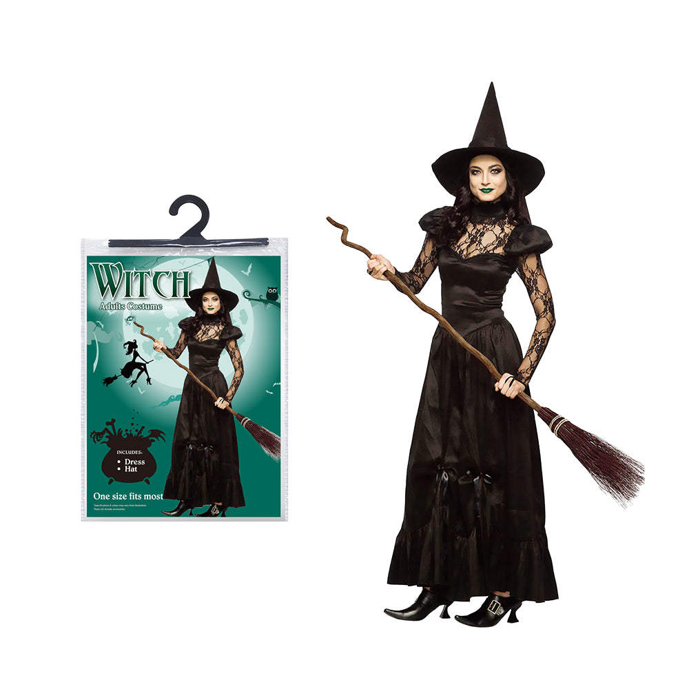 Boo! Black Lace Witch Dress Costume | One Size