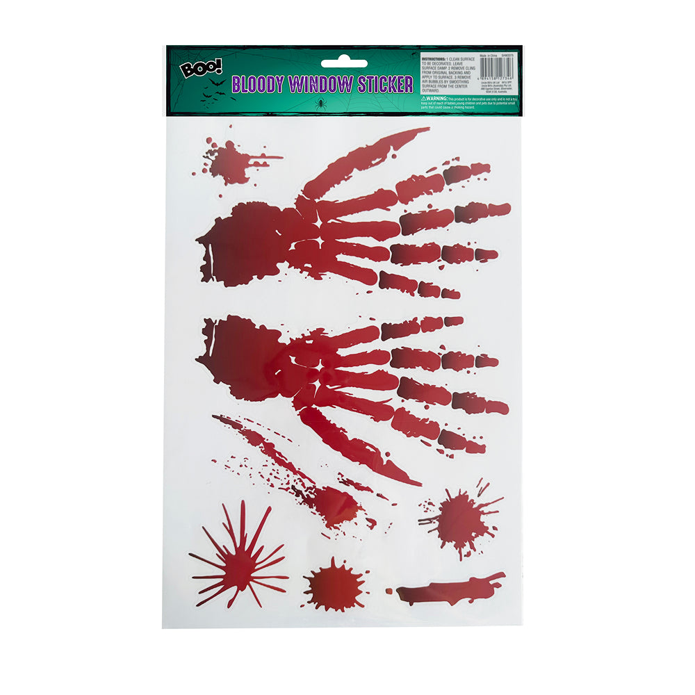 Boo! Skeleton Hands Bloody Window Sticker | 30cm