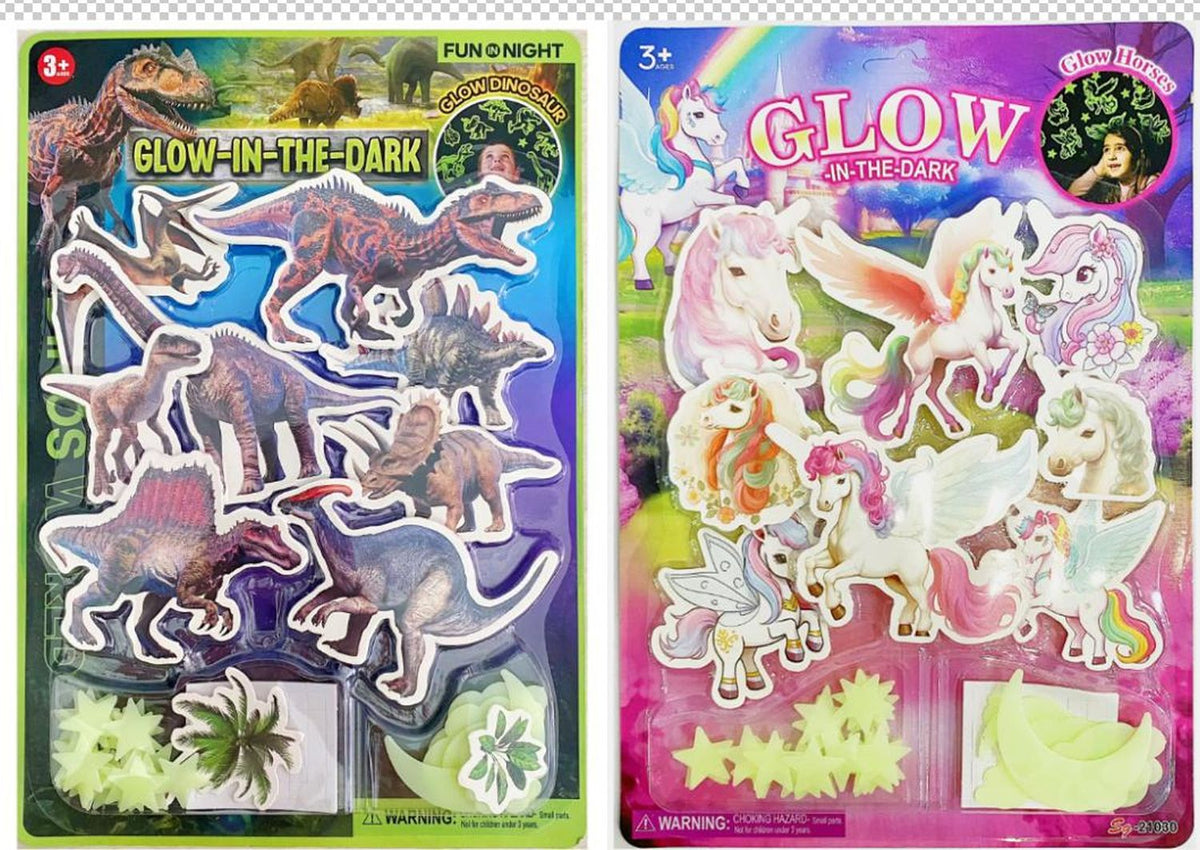 Glow In Dark Unicorn & Dinosaur - Fun & Novelty - 1 Pack