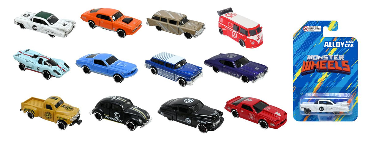 Die Cast Toy Car 1:64 - Assorted Designs - 12 Pack