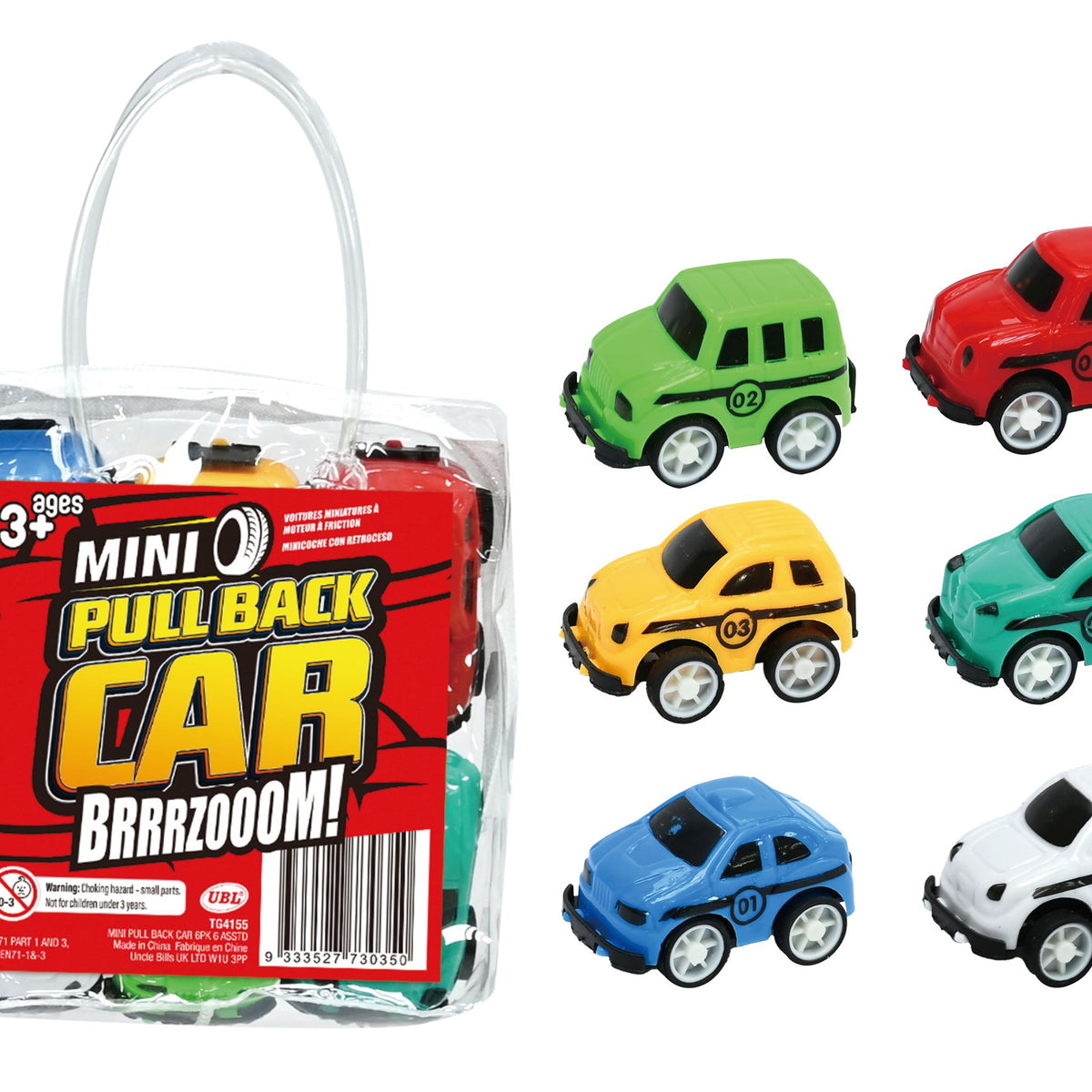Mini Car Pull Back - 6 Mixed - 5x3.2x2.7cm