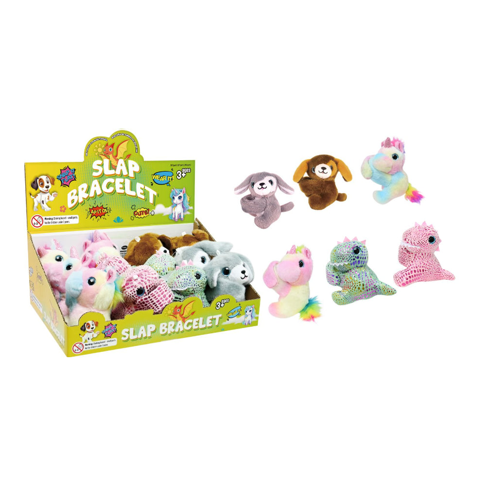 Toy Hub Plush Animal Slap Bracelet | 6 Assorted Designs, Ages 3+