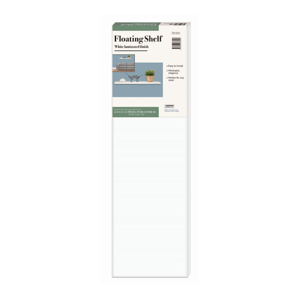 White Laminated Floating Wall Display Shelf | 80 x 24 x 3.8cm