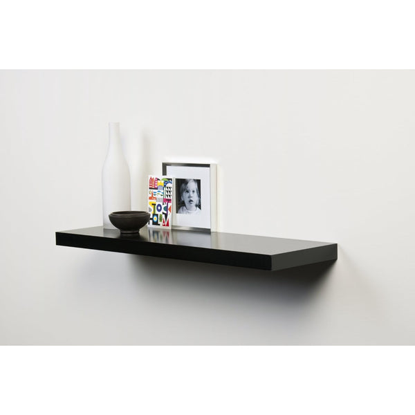 Black Laminated Wall-Mounted Floating Shelf | 80 x 24 x 3.8cm