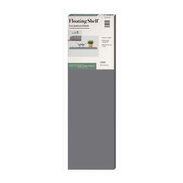 Grey Laminated Floating Wall Display Shelf | 60 x 24 x 3.8cm