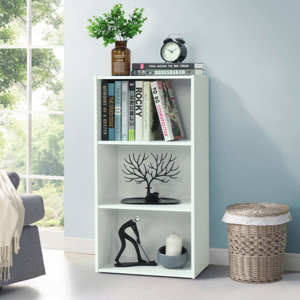 White 3 Tier Bookshelf Storage Unit | 42 x 29 x 79cm, Open Shelves