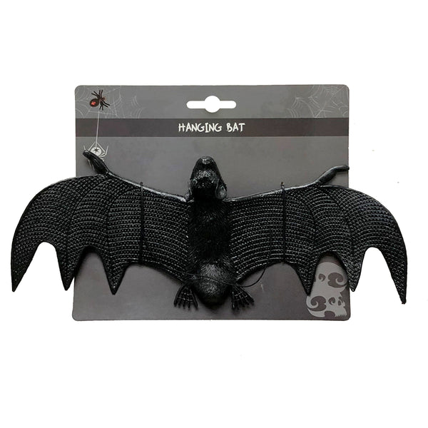 Halloween Hanging Bat Decoration | 29cm Black Spooky Party Prop
