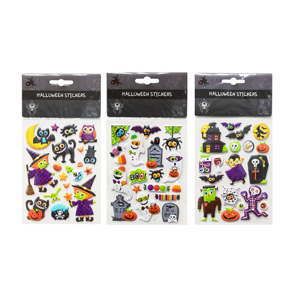 Boo! Puffy Smiling Halloween Character Sticker Sheet | Assorted