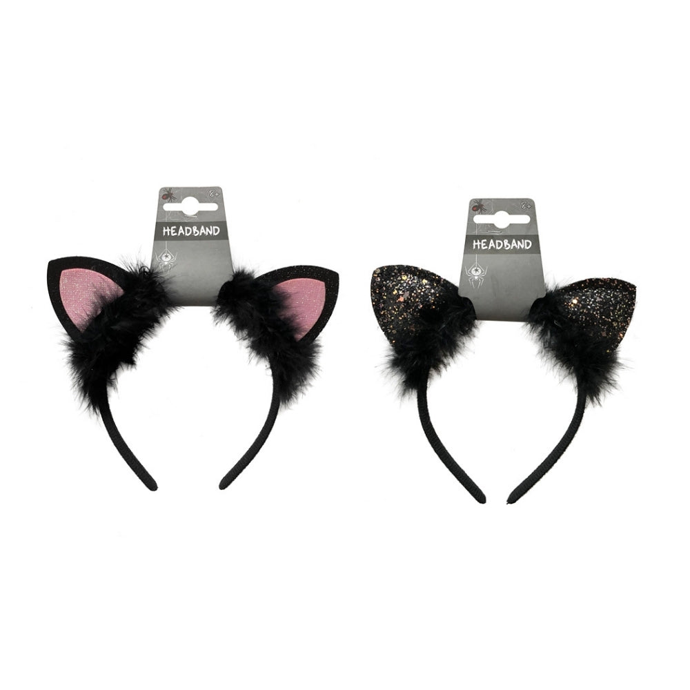 Halloween Glitter Cat Ears Headband | Assorted Colours