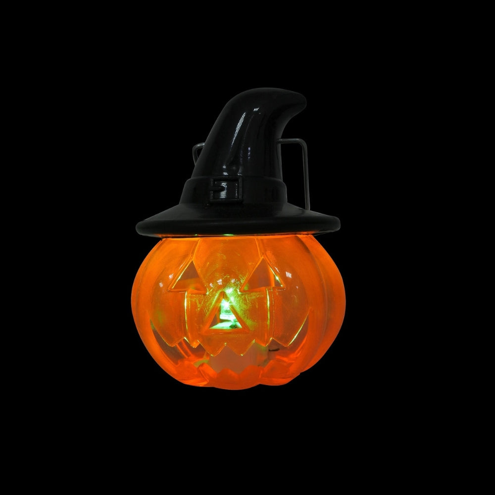 Boo! Light Up Pumpkin Lantern with Witch Hat | 8.5cm