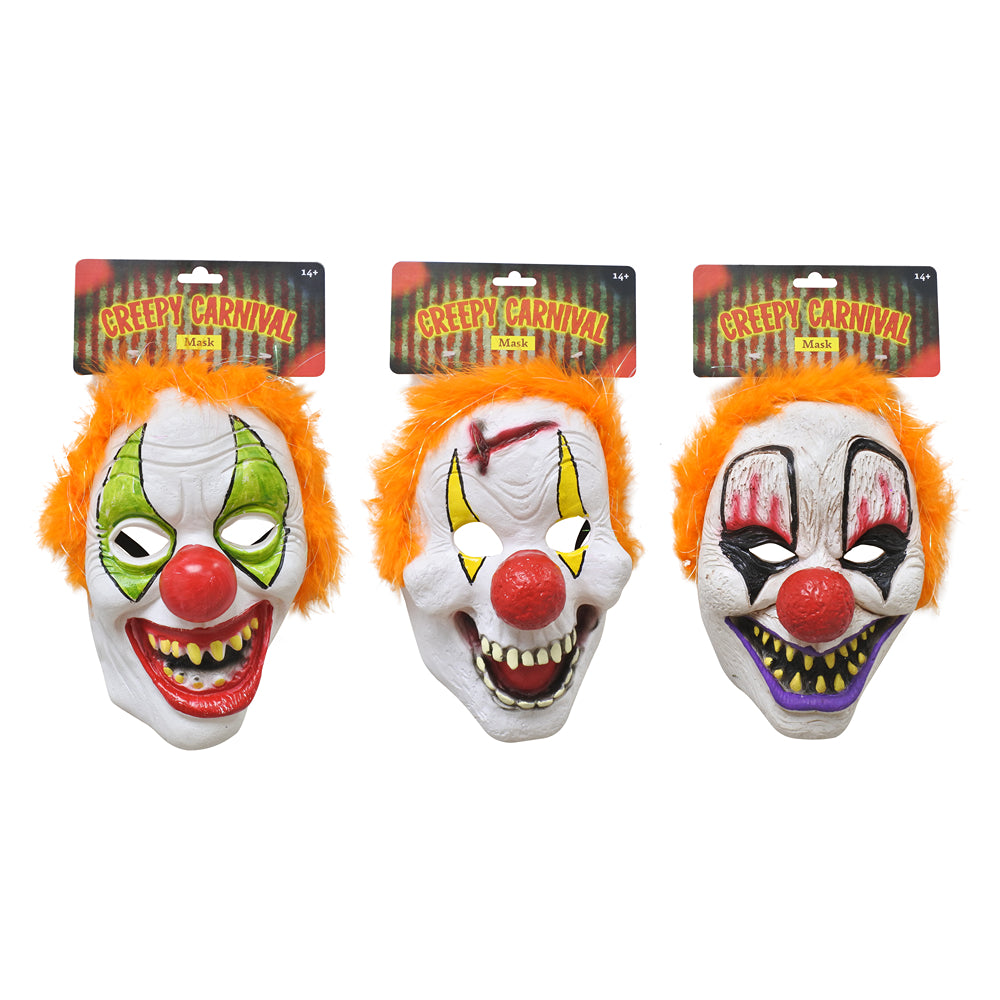 Boo! Creepy Carnival Vinyl Clown Mask | Assorted