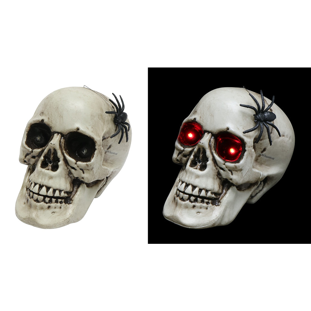 Boo! Animated Light Up Skull Moving with Spider | Battery Powered | 22 Cm