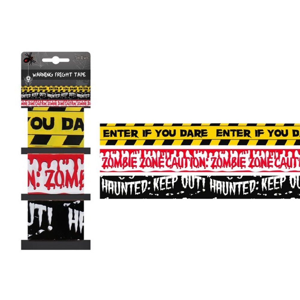 Boo! Halloween Warning &amp; Zombie Zone Tape | 9m | Pack of 3