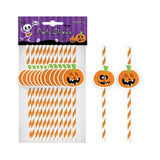 Halloween Pumpkin Party Straws | Pack of 12, 19.7 x 0.6cm Each