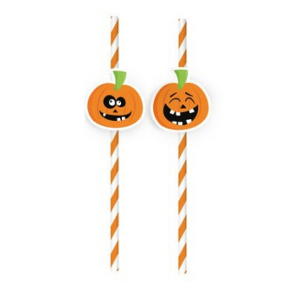 Halloween Pumpkin Party Straws | Pack of 12, 19.7 x 0.6cm Each