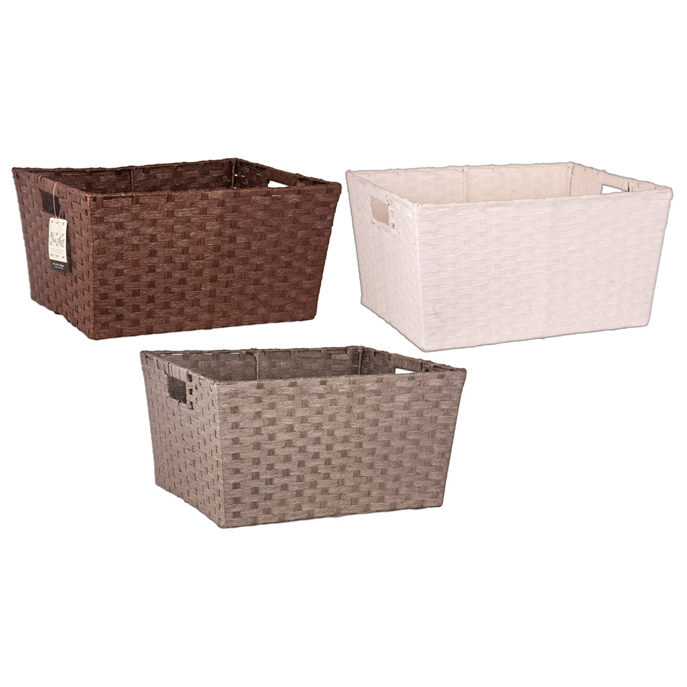 UBL Rectangle Woven Basket With Handle 3 Assorted | 42 x 34 x 22cm