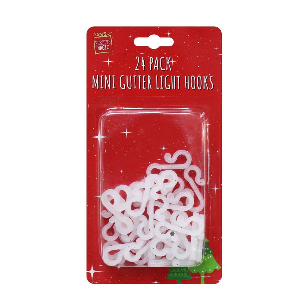 festive magic mini gutter light hooks - pack of 24