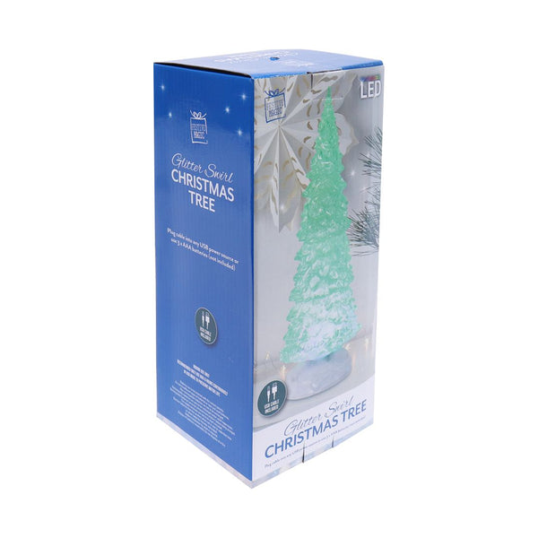 Glitter Swirl Tree Colour Change LED | USB & Battery Powered