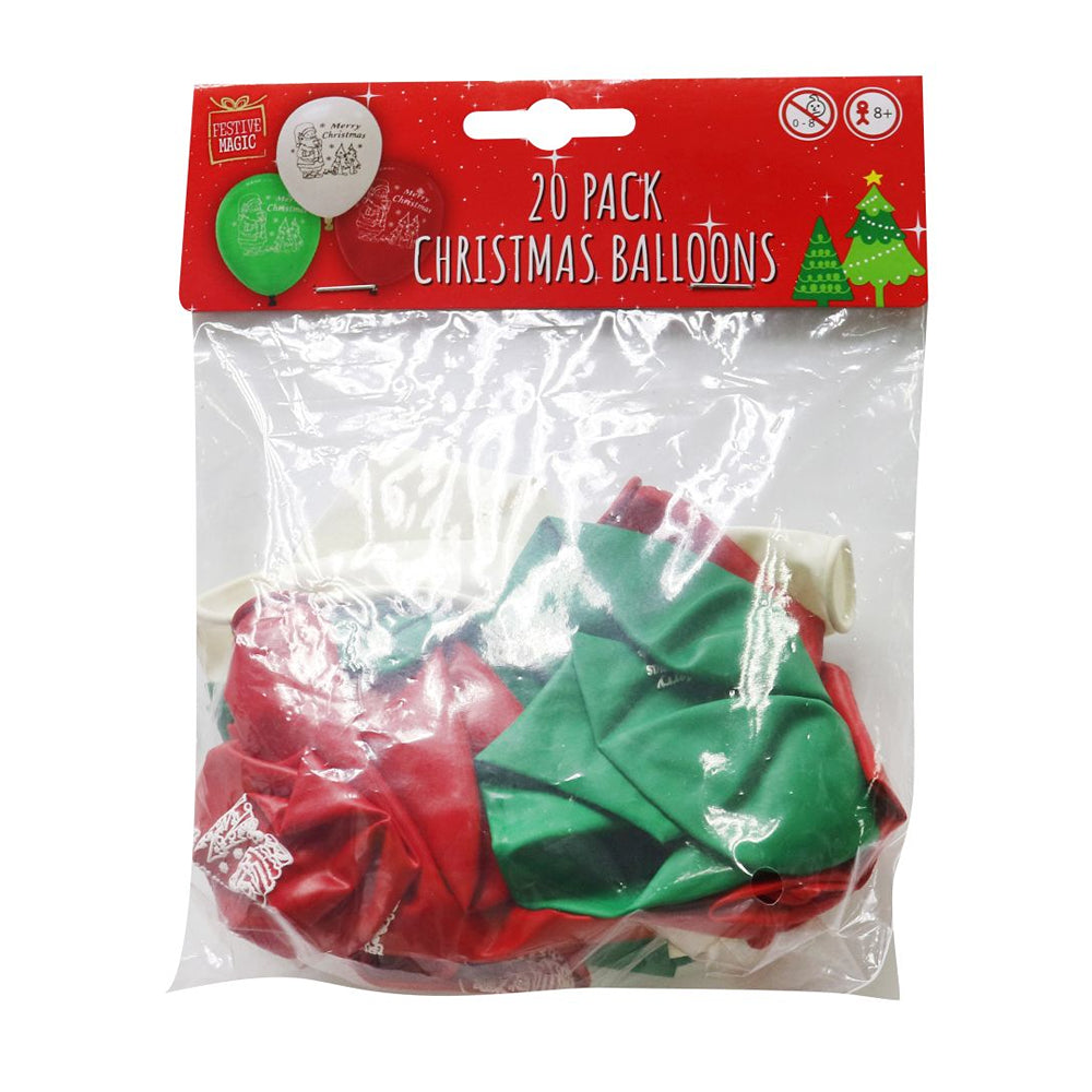 festive magic christmas balloons - pack of 20
