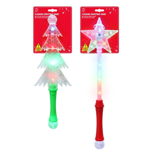 Light Up Tree/Star Wand - Multicoloured - 2 Designs