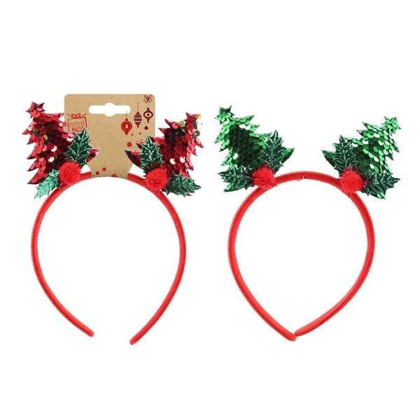 Festive Magic Sequin Holly and Christmas Tree Headband - Assorted Designs
