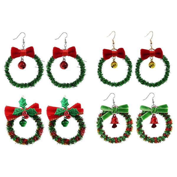Festive Magic Tinsel Christmas Wreath Earrings - Assorted Designs and Colours