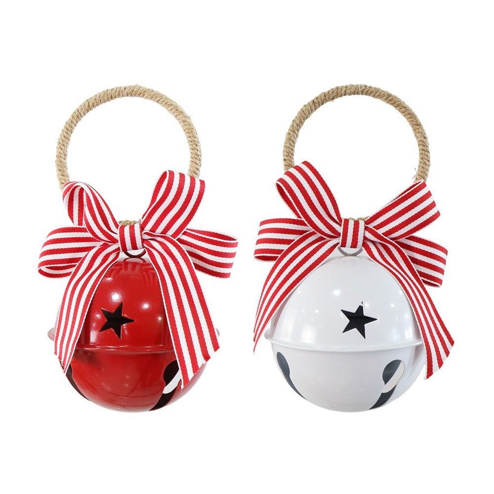 Festive Magic Candystripe Bow Jingle Bell Decoration - 20cm, Assorted Colours