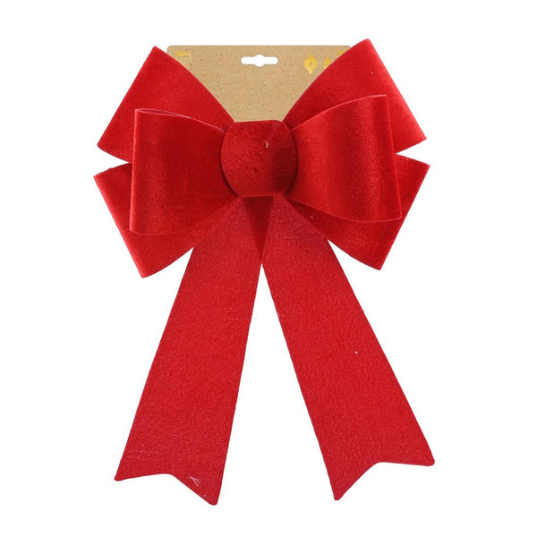 Festive Magic Triple Bow Christmas Decoration - Red, Velvet-Effect Finish