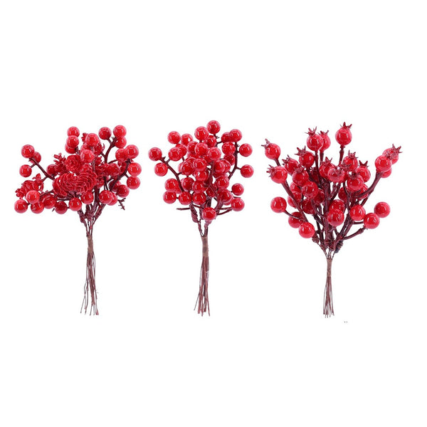 Festive Magic Red Berry Bunch Decorations - Pack of 6, 18cm, Assorted Styles