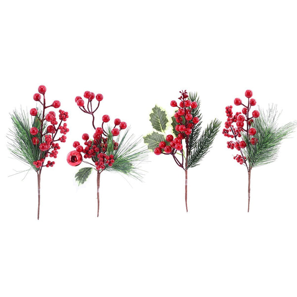 Festive Magic Pine and Berry Christmas Decoration Pick - 24cm, Assorted Designs