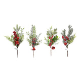 Festive Magic Foliage Berry and Bell Christmas Pick - 34cm, Assorted Designs