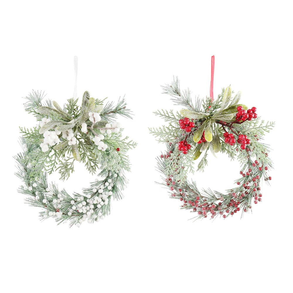 Festive Magic Mini Frosted Berry Christmas Wreath - 20cm, Assorted Designs