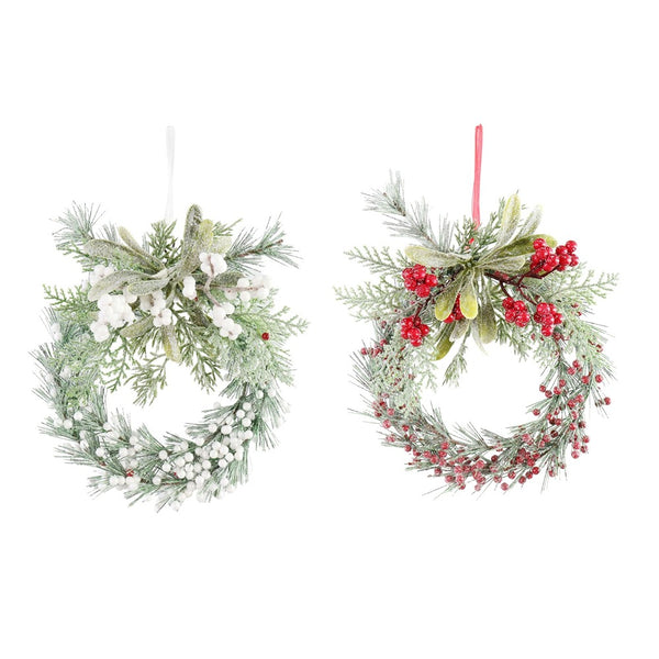 Festive Magic Mini Frosted Berry Christmas Wreath - 20cm, Assorted Designs