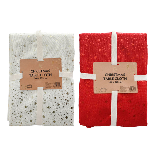 Festive Magic Christmas Star Tablecloth - 140 x 225cm, Assorted Designs