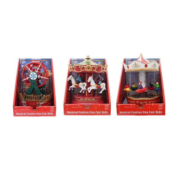 Festive Magic LED Musical Funfair Ride Ornament - Assorted Designs and Colours