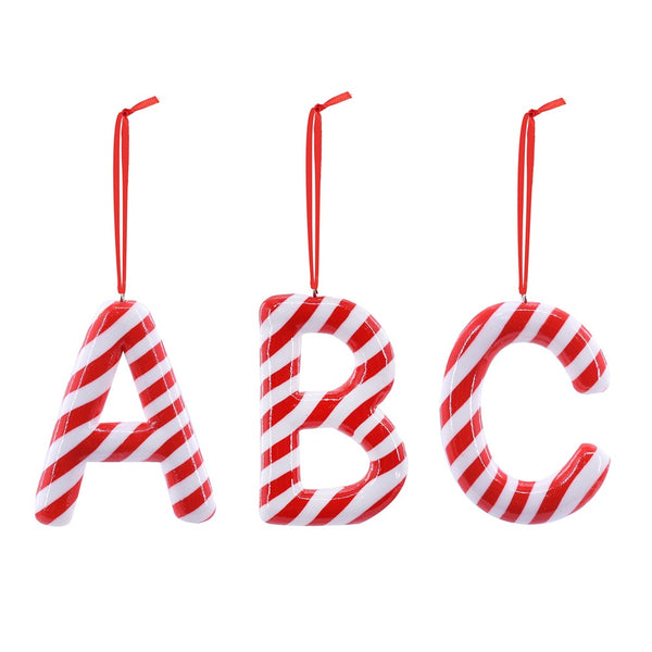 Festive Magic Candy Cane Alphabet Hanging Decoration - 10cm, Assorted Letters