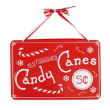 Festive Magic Candy Cane Hanging Christmas Sign - Red and White, 32 x 39cm
