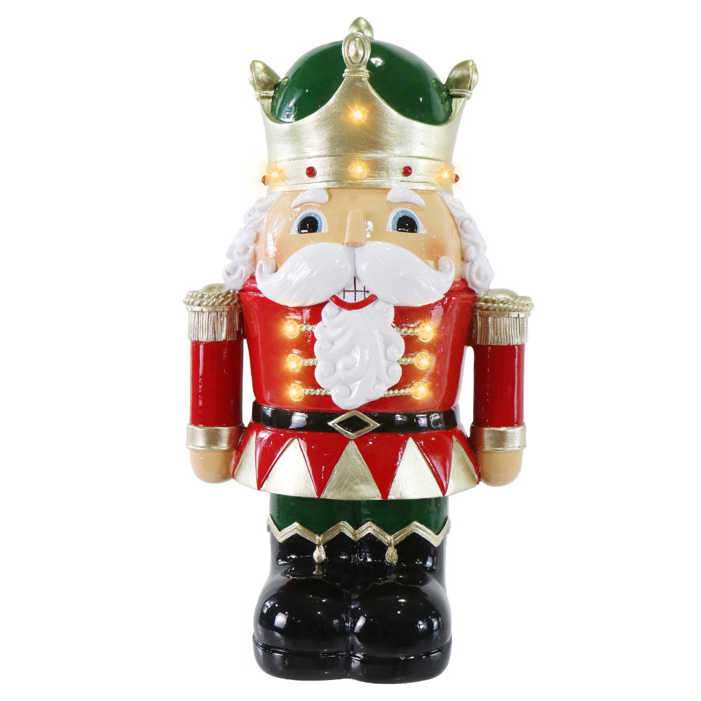 Festive Magic LED Nutcracker King Christmas Figurine - Warm White Lights, 31cm
