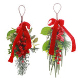 Festive Magic Foliage and Berry Christmas Hanger - Assorted Designs, Red Bow