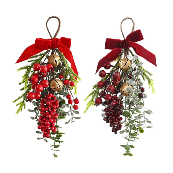 Festive Magic Assorted Berry and Jingle Bell Christmas Hanger - Red, Burgundy