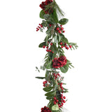 Festive Magic Red Hydrangea Christmas Garland - 150cm, Berries and Pine Cones