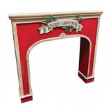 Festive Magic Christmas Fireplace Surround with Banner - Red, Gold and Green