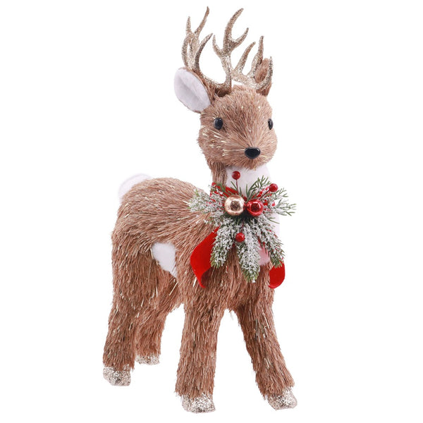 Festive Magic Standing Sisal Christmas Reindeer Decoration - 48cm, Brown