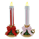 Festive Magic LED Striped Candle Ornament with Bow - 38cm, Assorted Designs