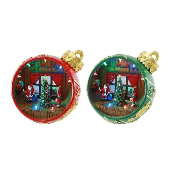 Festive Magic Musical Rotating Santa Bauble Ornament - Assorted Colours