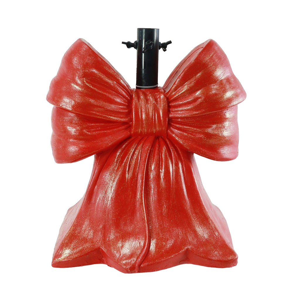 Festive Magic Red Bow Ceramic Christmas Tree Stand - Metallic Finish