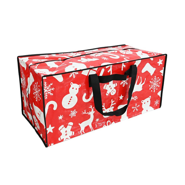 Festive Magic Laminated PE Christmas Storage Bag - Zip-Around Lid, Carry Handles