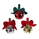 Festive Magic Christmas Bell Decoration with Flocked Bow - 10cm, Assorted Colours