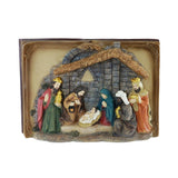 Festive Magic Resin Bible Nativity Scene Ornament - Gold Accents